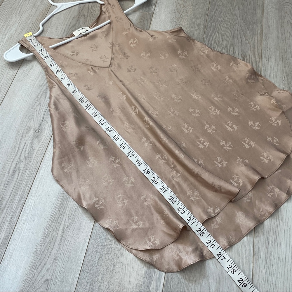 Billy Reid Blouse silk v neck printed sleeveless satin womens Tan (small) chic - Picture 3 of 6